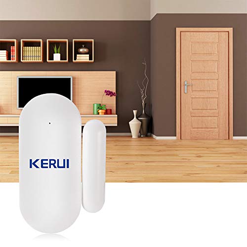 KERUI MC7 Mini Sensor Puerta y Ventana Inalámbricos, Kit Alarma Antirrobo, Sensor Movimiento 433M, Compatible con KERUI Sistema Alarma Seguridad gsm/WiFi para Hogar/Tienda/Garaje/Oficina/Autocaravana