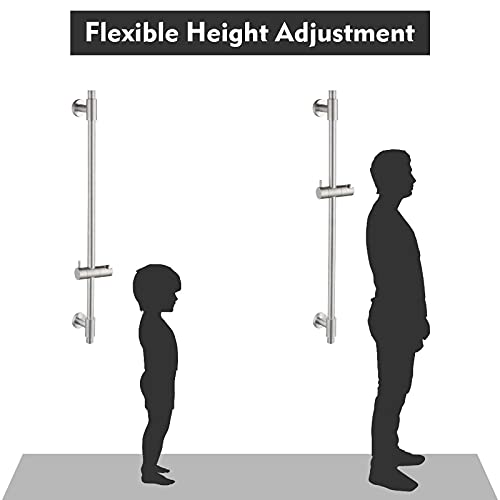 KES Barra Ducha Acero Inoxidable, Barra Ducha Deslizante con Soporte Alcachofa Ducha, Acabado Cepillado 78CM, F209S78DG-BS