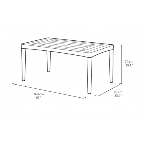 Keter Girona- Mesa de jardín, grafito, 90 x 160 x 74 cm