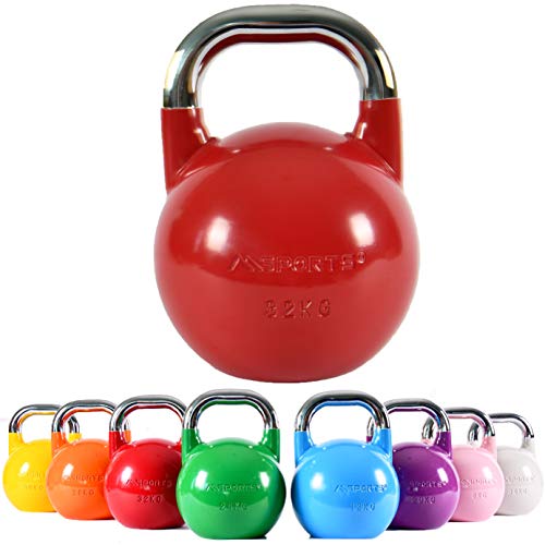 Kettlebell Competition Premium 4-36 kg con póster de ejercicios | Calidad de gimnasio profesional | Kettlebell de competición, Pesas