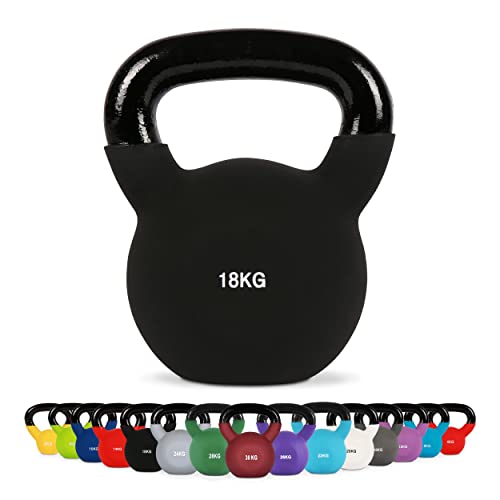 Kettlebell Profesional Neopreno 2 - 30 kg con póster de ejercicios, Pesas