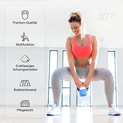 Kettlebell Profesional Neopreno 2 - 30 kg con póster de ejercicios, Pesas