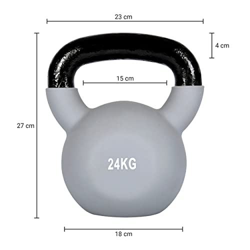 Kettlebell Profesional Neopreno 2 - 30 kg con póster de ejercicios, Pesas