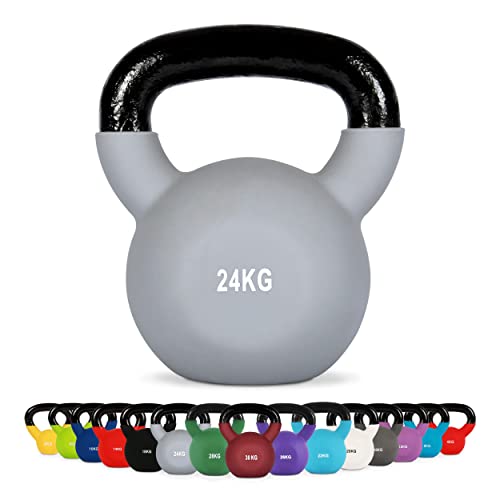 Kettlebell Profesional Neopreno 2 - 30 kg con póster de ejercicios, Pesas