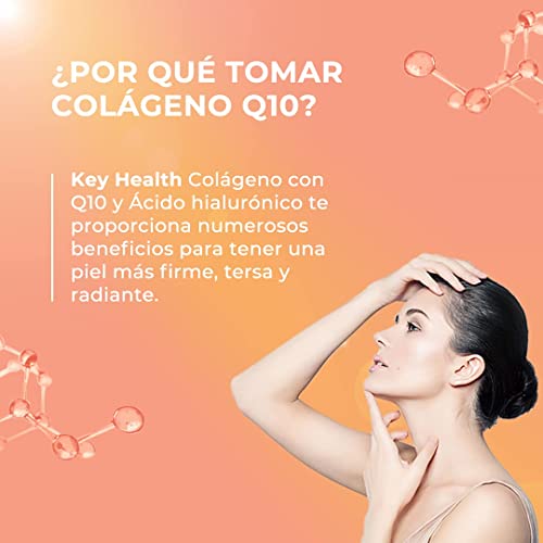 Key Health | Colágeno Triple Efecto + Q10 + Ácido Hialurónico | Piel Firme, Hidratada y Radiante | Fórmula Mejorada | Rico en Zinc y Vitamina C | 2 Meses de Suministro | Cápsulas Vegetales