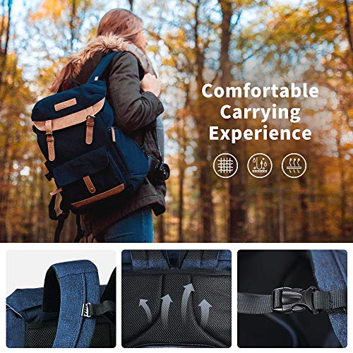 K&F Concept - Mochila Camara Reflex 2 en 1, Mochila Fotografia y Viaje para Camaras y Portátil de 15.6" con Funda Impermeable y Apertura Lateral para Lentes, Drone, Trípode, y Ropa de Viaje, 18L