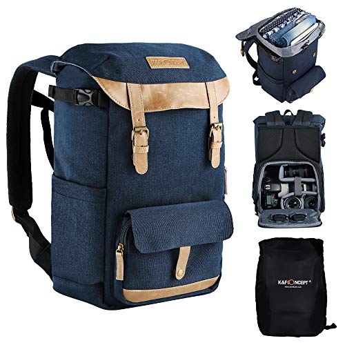 K&F Concept - Mochila Camara Reflex 2 en 1, Mochila Fotografia y Viaje para Camaras y Portátil de 15.6" con Funda Impermeable y Apertura Lateral para Lentes, Drone, Trípode, y Ropa de Viaje, 18L