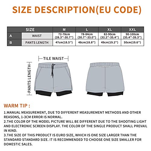 Kfnire Deporte Pantalones Cortos para Hombre, 2 en 1 Pantalones Cortos de Gimnasio con Forro de Bolsillo Incorporado Fitness Secado Rápido Transpirables Hombre Shorts Deportivos para Correr