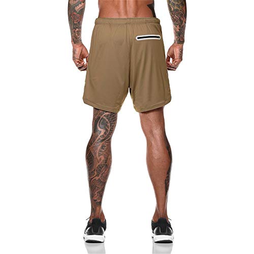 Kfnire Deporte Pantalones Cortos para Hombre, 2 en 1 Pantalones Cortos de Gimnasio con Forro de Bolsillo Incorporado Fitness Secado Rápido Transpirables Hombre Shorts Deportivos para Correr