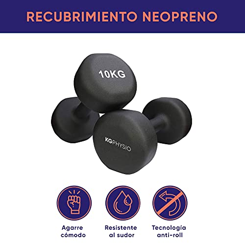 KG Physio Mancuernas De Neopreno De Calidad Profesional Juego De 2 Pesas (2 x 10KG)