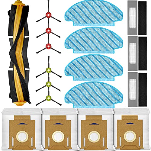 KGC Kit de recambio compatible con la aspiradora Ecovacs Deebot Ozmo T8 AIVI T8MAX (1 cepillo principal, 6 cepillos laterales, 3 filtros, 4 paños y 4 bolsas de polvo