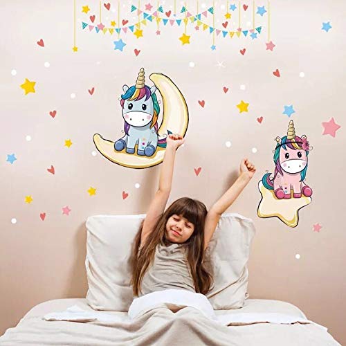 Kibi Unicornio Pegatinas de Pared de Unicornio Para Niñas Niños Dormitorio Pegatinas Unicornio Pared Pegatina de Pared Acuarela Mundo de Unicornio Stickers Unicornio Pared