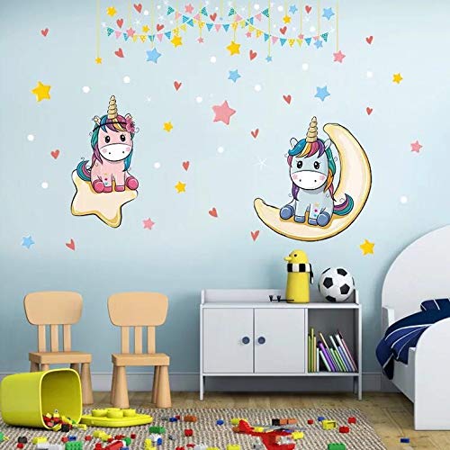 Kibi Unicornio Pegatinas de Pared de Unicornio Para Niñas Niños Dormitorio Pegatinas Unicornio Pared Pegatina de Pared Acuarela Mundo de Unicornio Stickers Unicornio Pared