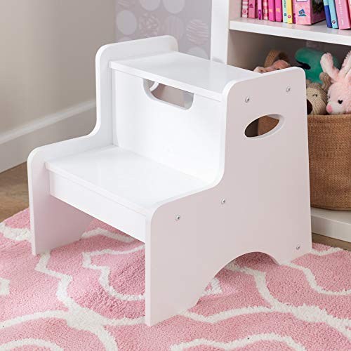 KidKraft 15501 Taburete con dos peldaños de madera, muebles para salas de juego y dormitorio de niños - Blanco