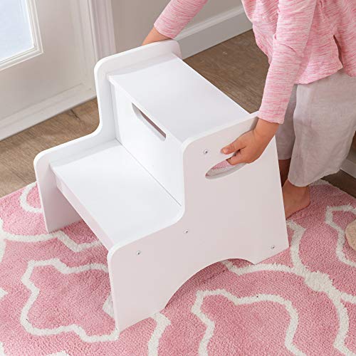 KidKraft 15501 Taburete con dos peldaños de madera, muebles para salas de juego y dormitorio de niños - Blanco