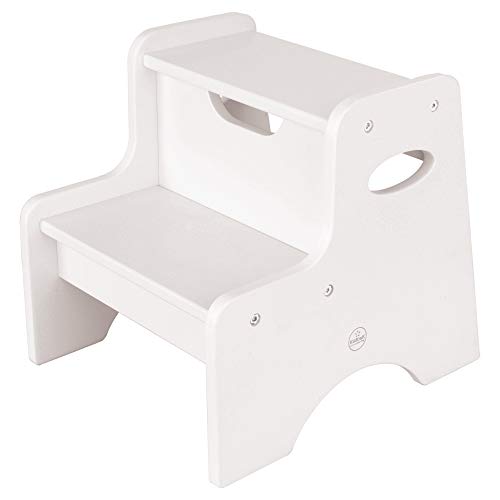 KidKraft 15501 Taburete con dos peldaños de madera, muebles para salas de juego y dormitorio de niños - Blanco