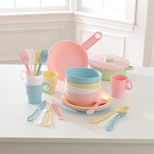 KidKraft Set de 27 utensilios de cocina de juguete, Multicolore Pastel, 63027, color/modelo surtido