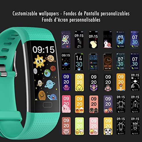 Kids Band SAVEFAMILY. Pulsera de Actividad para niños y Adolescentes. Monitor de Salud, Sueño, Temperatura, 16 Modos de Deporte, Fotos a Distancia. Fondos Personalizables. (Morado)