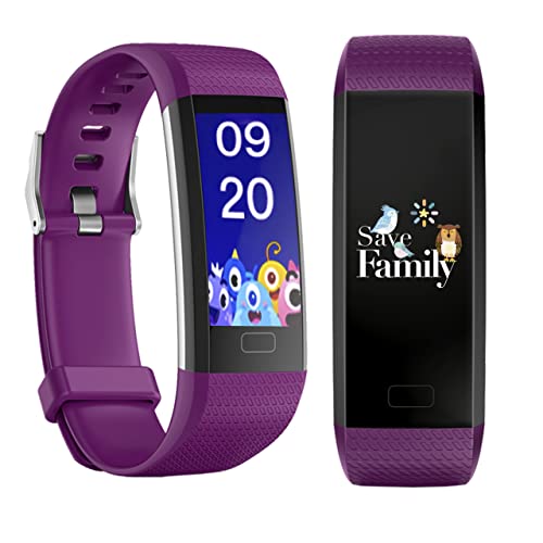 Kids Band SAVEFAMILY. Pulsera de Actividad para niños y Adolescentes. Monitor de Salud, Sueño, Temperatura, 16 Modos de Deporte, Fotos a Distancia. Fondos Personalizables. (Morado)