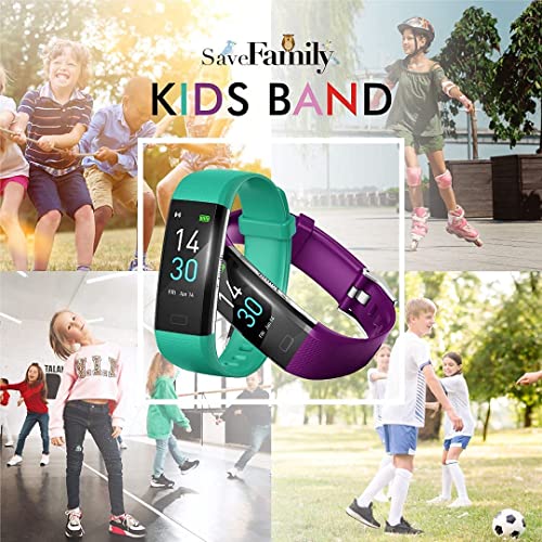 Kids Band SAVEFAMILY. Pulsera de Actividad para niños y Adolescentes. Monitor de Salud, Sueño, Temperatura, 16 Modos de Deporte, Fotos a Distancia. Fondos Personalizables. (Morado)