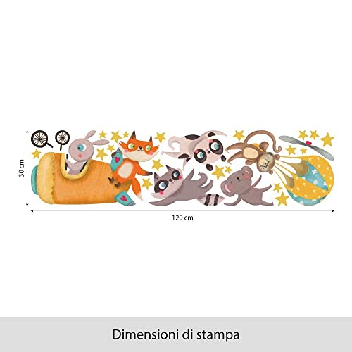 kina R00502 Pegatina Pared Suave Efecto Tejido Reposicionable Animales Avión Decoración Pared Niño Bebé Habitación Infantil Papel Pintado Adhesivo