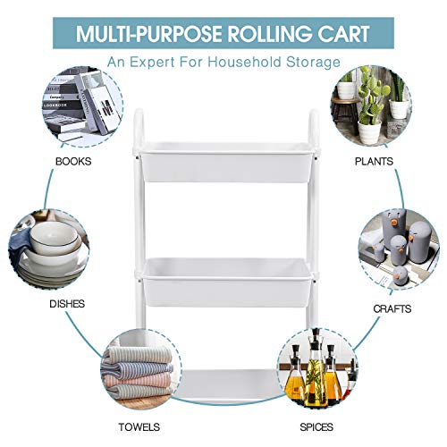 KINGRACK Carrito de Almacenamiento, Carro de 3 Niveles, Organizador de Almacenamiento Multiusos, Carro Organizador con Asas, Carro de Utilidad con Ruedas de Bloqueo, Carro de Servicio