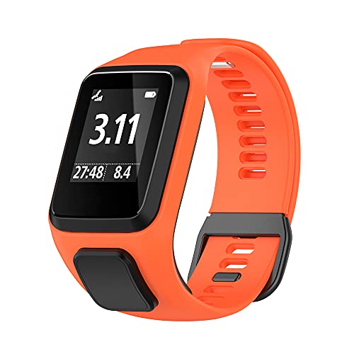 KINKUUN Correas para relojes Compatible con TomTom Runner 2/3 Spark/3 Cardio + Music Pulseras de repuesto.Correa de Reloj.(naranja)