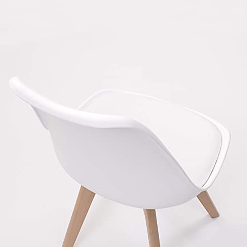 Kiona | Homely - Silla de Comedor - Day | Asiento de Polipropileno | Silla Diseño Nórdico | Respaldo Ergonómico | Patas Madera de Haya | Silla para Comedor, Dormitorio, Cocina | Color Blanco