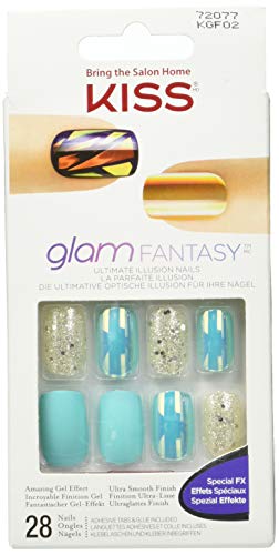 KISS 1-kgf02c Glam Up Clavos De Fantasía, Cama Elástica, color Multicolor, 32 g