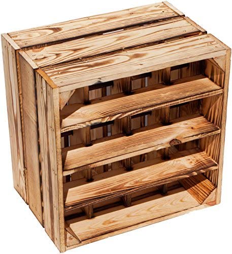 Kistenkolli Altes Land Flamed Wine Rack 16er Dimensiones 40x40x27cm Estante de la caja de botellas botellero de vino botellero caja de manzana caja de vino - Flamed, 1er set 16er geflammt