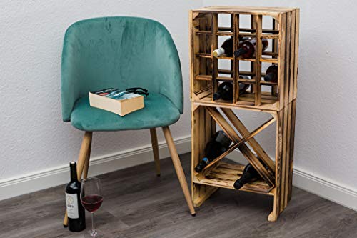 Kistenkolli Altes Land Flamed Wine Rack 16er Dimensiones 40x40x27cm Estante de la caja de botellas botellero de vino botellero caja de manzana caja de vino - Flamed, 1er set 16er geflammt