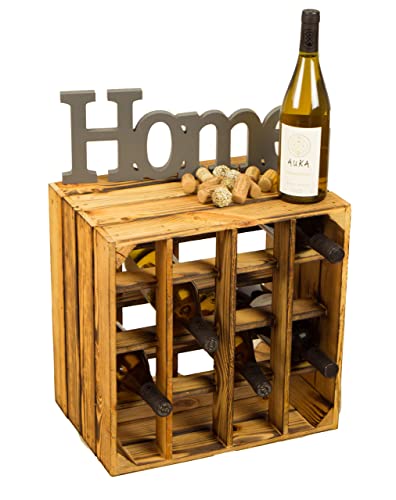 Kistenkolli Altes Land Flamed Wine Rack 16er Dimensiones 40x40x27cm Estante de la caja de botellas botellero de vino botellero caja de manzana caja de vino - Flamed, 1er set 16er geflammt