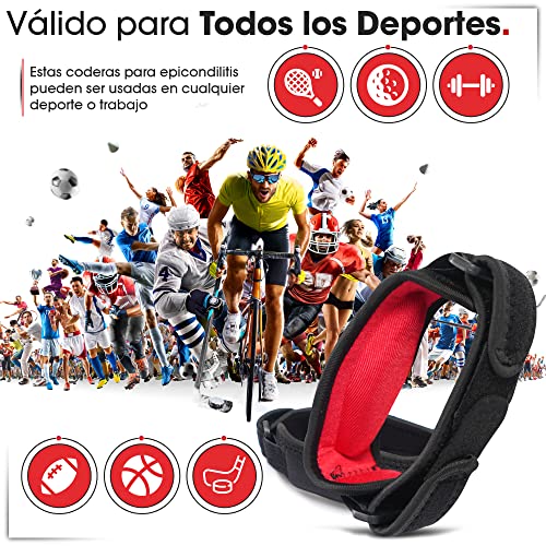 Kit de 2 Coderas para Epicondilitis para Codo de Tenista - Coderas para Tendinitis - Banda Epicondilitis para el Codo - Cintas para Codo de Tenista - Sirven en Cualquier Deporte