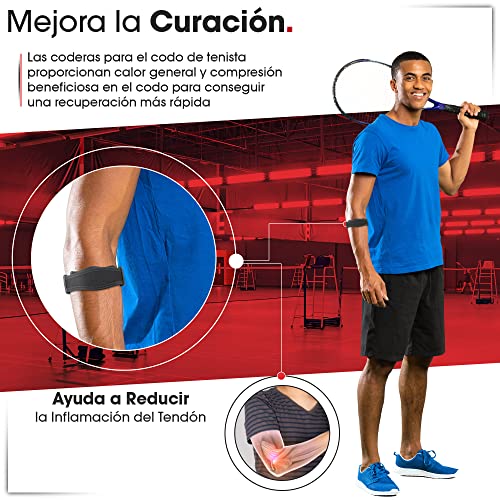 Kit de 2 Coderas para Epicondilitis para Codo de Tenista - Coderas para Tendinitis - Banda Epicondilitis para el Codo - Cintas para Codo de Tenista - Sirven en Cualquier Deporte