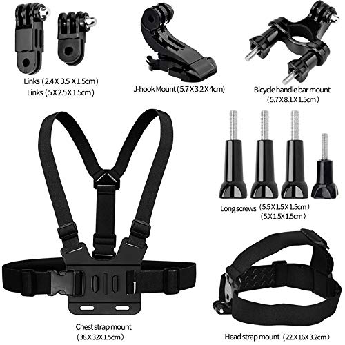 Kit de Accesorios Camara Deportiva, Accesorios Gopro con Correas Ajustables para el Pecho y la Cabeza, Compatible con Cámaras Deportivas Gopro