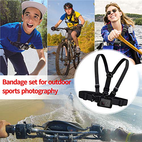 Kit de Accesorios Camara Deportiva, Accesorios Gopro con Correas Ajustables para el Pecho y la Cabeza, Compatible con Cámaras Deportivas Gopro