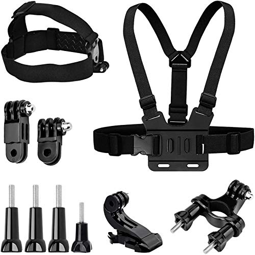 Kit de Accesorios Camara Deportiva, Accesorios Gopro con Correas Ajustables para el Pecho y la Cabeza, Compatible con Cámaras Deportivas Gopro