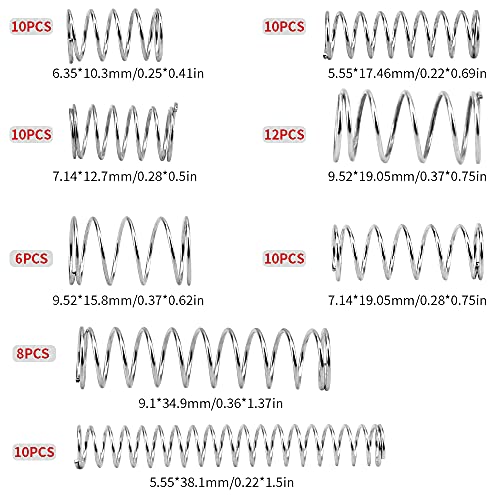 Kit de Surtido de Resortes Muelles De Compresión Conjunto de Resortes de acero Galvanizado con Caja de Almacenamiento para Bricolaje Manualidades 20 Tamaños 200 Piezas