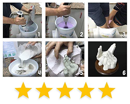 Kit para Escultura Manos Familia En 3d - Alginato Para Moldes Para Escultura Pareja Y Niños, Regalos Para Tu Novia Originales, Bodas De Plata, Figuras Decorativas, Detalles De Cumpleaños (Con Peana)