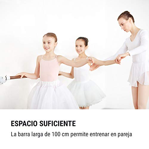 Klarfit Barre Mur - Barra de Ballet, Barra de Ballet para casa, Largo 110 cm, Estructura de Acero con Revestimiento en Polvo, Diámetro de 38 mm, Barra Pared, Blanco