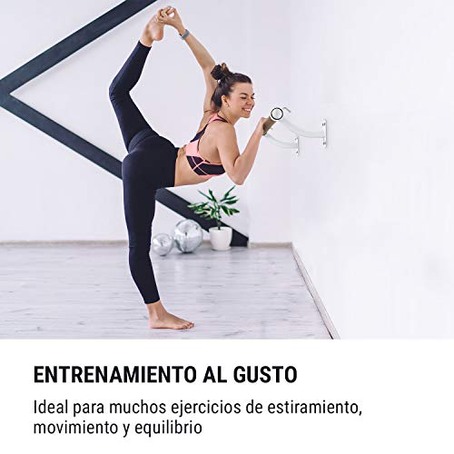 Klarfit Barre Mur - Barra de Ballet, Barra de Ballet para casa, Largo 110 cm, Estructura de Acero con Revestimiento en Polvo, Diámetro de 38 mm, Barra Pared, Blanco