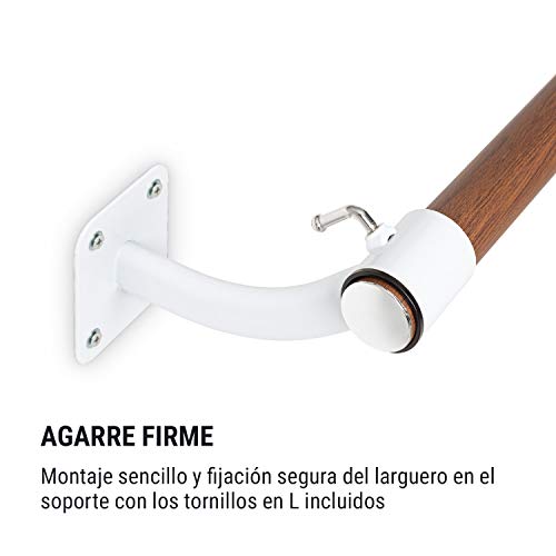 Klarfit Barre Mur - Barra de Ballet, Barra de Ballet para casa, Largo 110 cm, Estructura de Acero con Revestimiento en Polvo, Diámetro de 38 mm, Barra Pared, Blanco