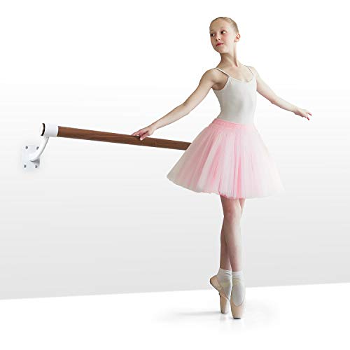 Klarfit Barre Mur - Barra de Ballet, Barra de Ballet para casa, Largo 110 cm, Estructura de Acero con Revestimiento en Polvo, Diámetro de 38 mm, Barra Pared, Blanco