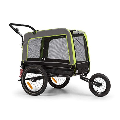 Klarfit Husky Vario 2 en 1 - Carrito para Perros, Carro para Perros, Cochecito Perro, Aprox. 240 litros de Volumen, Material: 600D Oxford Canvas, SmartSpace Concept, Carga máxima: 40 kg, Olivo