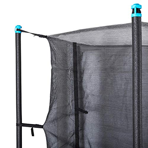 Klarfit Rocketboy - Cama elástica, Cama elástica Exterior, Red de Seguridad, Superficie Base 250 cm diámetro, Carga máx. 150 kg, Sujeción 3 Patas, Varillas Acolchadas, Lona Resistente Rayos UV, Azul