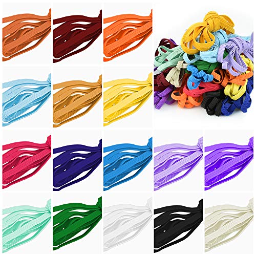 KLYNGTSK 16 PCS Banda Elástica de Poliéster Cordón Elástico Colores Flexible Cinta Elástica Costura de 6 mm Resistente Banda de Coser para Mascara,Ropa, Pelo, DIY, Accesorios (Multicolor, 3m)