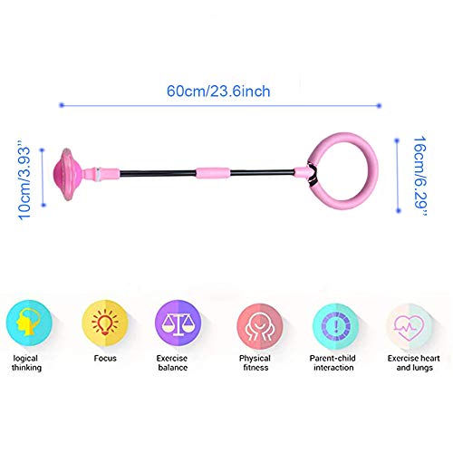 Knowing Bola de Salto de Tobillo, Anillo de Salto Intermitente, LED Plegable Saltar Bola, Colorida Anillo de Salto de Tobillo, para Niños Juegos Divertidos para Adultos Deportes Aire Libre (Rosado)