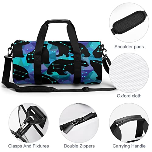 KoIjYtI Bolsos De Viaje para Hombre para Mujer Oso Polar Galáctico Bolsa Deportiva para Niños Fácil De Llevar Equipaje De Ejercicio 45x23x23cm