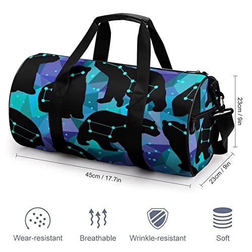 KoIjYtI Bolsos De Viaje para Hombre para Mujer Oso Polar Galáctico Bolsa Deportiva para Niños Fácil De Llevar Equipaje De Ejercicio 45x23x23cm