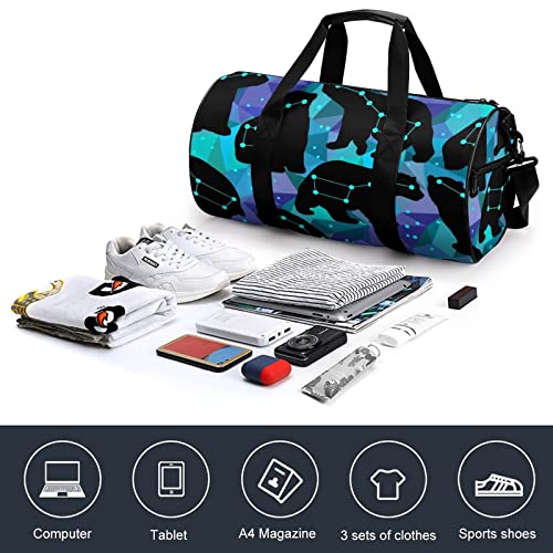 KoIjYtI Bolsos De Viaje para Hombre para Mujer Oso Polar Galáctico Bolsa Deportiva para Niños Fácil De Llevar Equipaje De Ejercicio 45x23x23cm